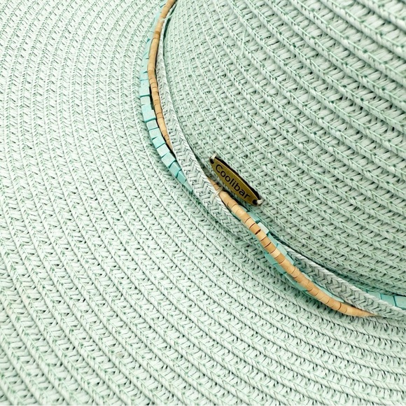 Coolibar Beaded Turquoise Sun Hat Floppy Sun Beach OS - Picture 2 of 7